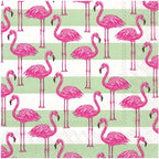 IHR Rosanne Beck Collections Cocktail Beverage Paper Napkins, 20-Count, 5 x 5-Inches, Flamingo Stripe