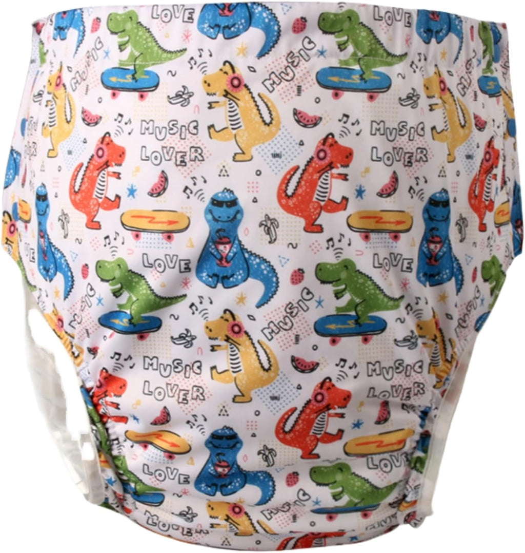 WEEOATAR Unisex Reusable Adult Cloth Diaper,Washable Swim Nappies,Adjustable Incontinence Pocket Diaper with Snaps,Underwear for Seniors,Disability,Postpartum(Dinosaur,XXL)