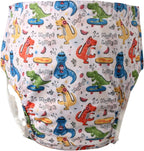 WEEOATAR Unisex Reusable Adult Cloth Diaper,Washable Swim Nappies,Adjustable Incontinence Pocket Diaper with Snaps,Underwear for Seniors,Disability,Postpartum(Dinosaur,XXL)