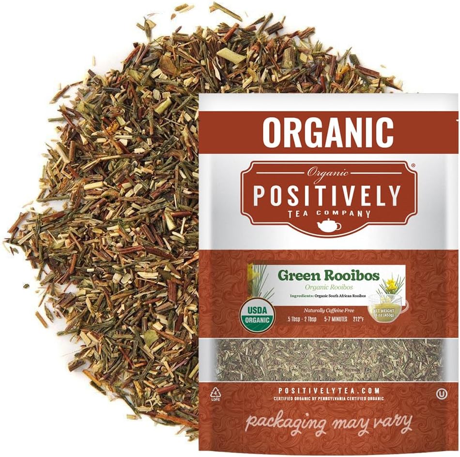 Organic Positively Tea Company, South African Green Rooibos Tea, Loose Leaf, 16 Ounce