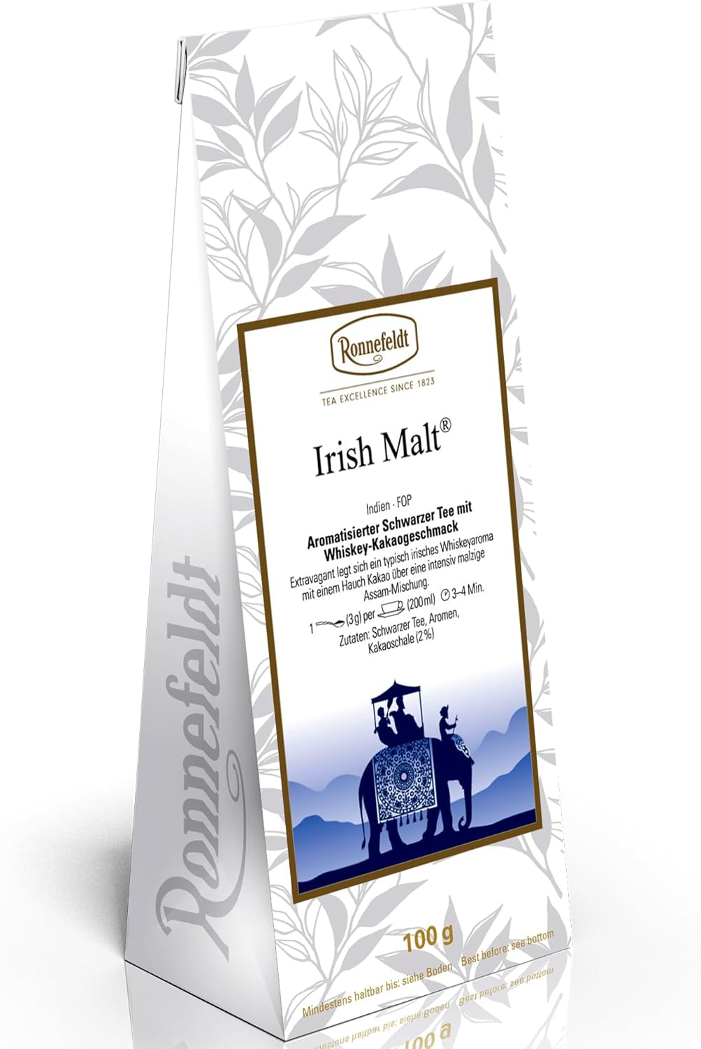 Ronnefeldt Irish Malt – Loose Leaf Black Tea with Whiskey & Cocoa Flavour – 100g Pack – Fine Indian Blend