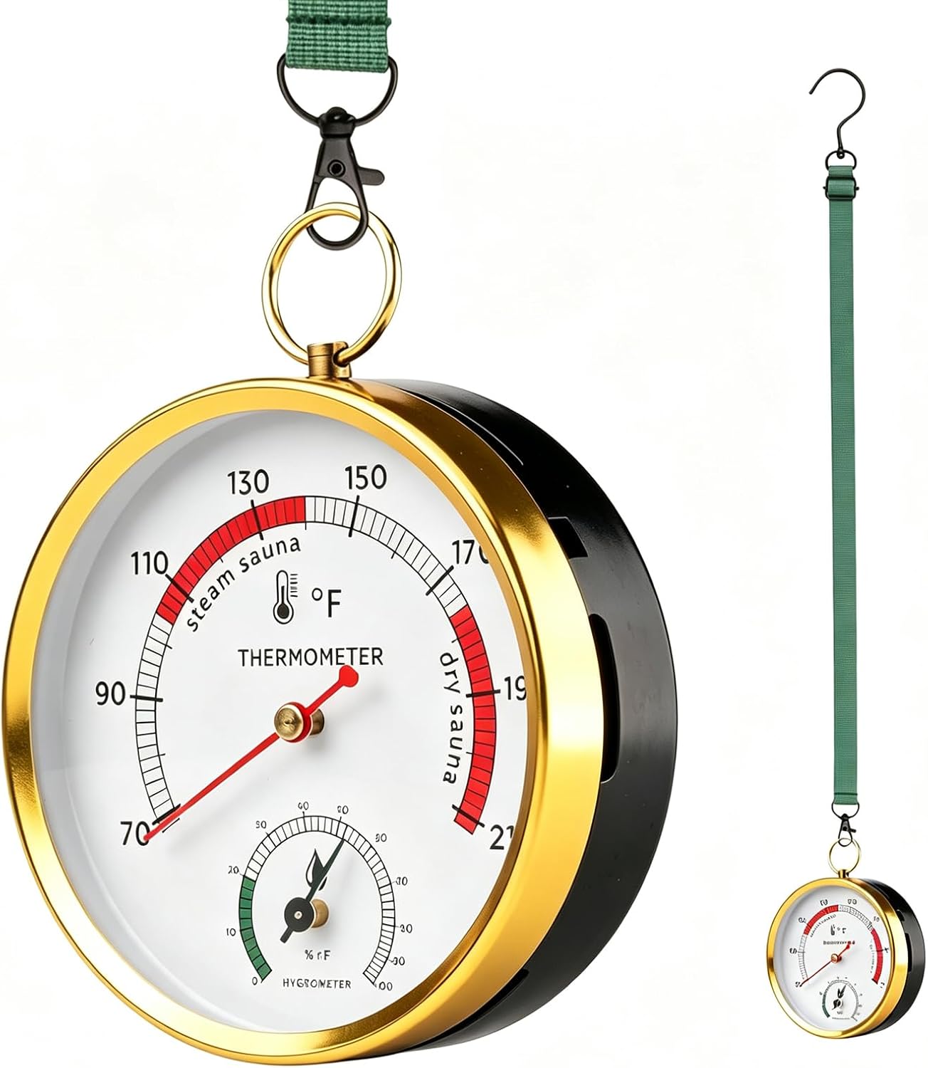 Andelov Sauna Thermometer and Hygrometer (Fahrenheit) with Lanyard Mount, Portable Temperature & Humidity Monitor for Steam Sauna Tent, Infrared/Outdoor/Indoor/Home Sauna Accessories