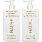 Native 2-in-1 Shampoo & Conditioner - Autumn Air & Amber - Naturally Derived Ingredients, Silicone-Free, Sulfate-Free, Paraben-Free, Strengthening Hair Care | Fall Seasonal Bundle 16.5 oz - 2 Pk