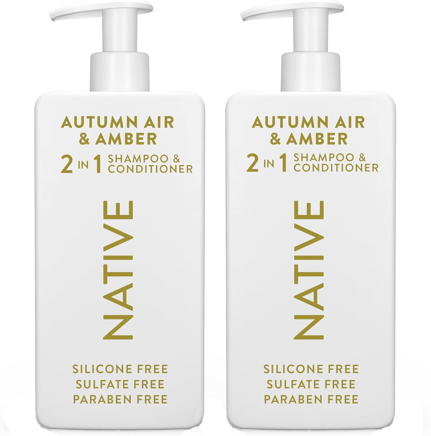 Native 2-in-1 Shampoo & Conditioner - Autumn Air & Amber - Naturally Derived Ingredients, Silicone-Free, Sulfate-Free, Paraben-Free, Strengthening Hair Care | Fall Seasonal Bundle 16.5 oz - 2 Pk