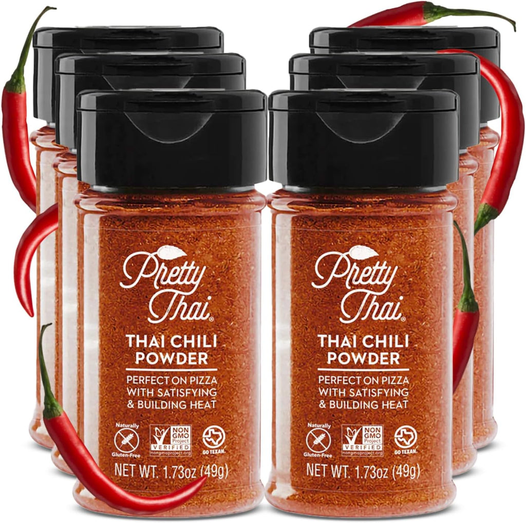 Pretty Thai Chili Powder - 1.7oz, Pack of 6 I Chili Seasoning Mix with Dried Thai Chili Flakes, Asian Cooking Spices for Authentic Thai Food, Add Heat without Overpowering the Palate, Spice Level 4.5 out of 5*