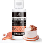 Edible Glitter Paint - 2 fl.oz Metallic Edible Cake Paint for Cake Decorating, Baking, Cupcakes, Candy - Food Grade Shimmer Art Decorative Paint Liquid Luster Dust for DIY Cookie, Fondant (Rose Gold)