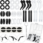 50 Pcs Eyeglasses Retainers Sets 12 Pairs Anti Slip Adhesive Glasses Nose Pads 4 Round Ear Grips 4 Silicone Ear Hooks Holders 4 Glasses Temple Tips Sleeve for Repair(Multicolor)