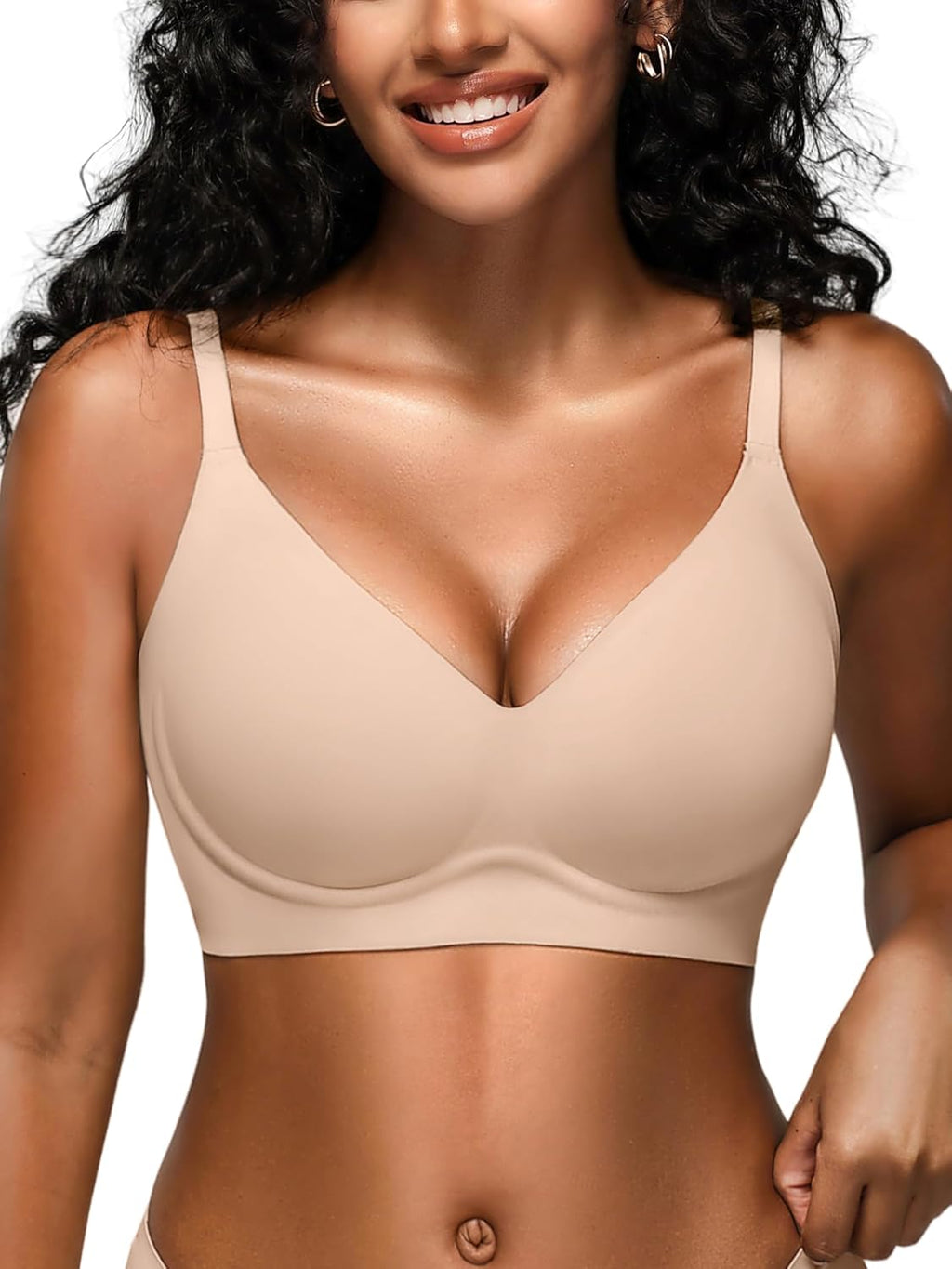 Jelly Bras for Women - S-2XL Seamless Wireless Padded Bralette with Support, Comfy Everyday T-Shirt Bra No Underwire
