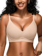 Jelly Bras for Women - S-2XL Seamless Wireless Padded Bralette with Support, Comfy Everyday T-Shirt Bra No Underwire