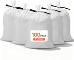 VEVOR Heavy Duty Sand Bags, 100 Pack 16" x 26", Empty Sandbags for Flooding with Tie Strings, Woven Polypropylene Sand Bag with 1600 Hours of UV Protection, 50Lbs Capacity