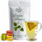 The French Touch Linden Flowers Tea ORGANIC | 2.0g x 30 Pyramid Bags | 100% Certified USDA Organic | Plant based tea bags | Select Premium Tea (Linden Flowers) | Caffeine-free