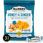 Honees Honey & Ginger Hard Candy Individually Wrapped | Natural & Healthy Candy, Italian Made with Real Honey & Indonesian Ginger, 3 Pack (8.55 oz)