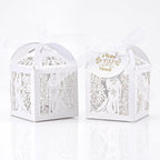 AdasBridal 50pcs Wedding Favor Boxes White Treat Boxes Candy Box Laser Cut The Groom and The Bride with Thank You Card Wedding Bridal Shower Anniversary Party Gift for Guest 1.97in
