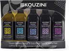 Kouzini Variety Gift Pack - Greek Extra Virgin Olive Oil and Balsamic Vinegar, 3 Balsamic Vinegars with 2 Greek Olive Oil Bottles, Great Cooking Oil Dispenser Bottle Refill, 60 ml, Pack of 5
