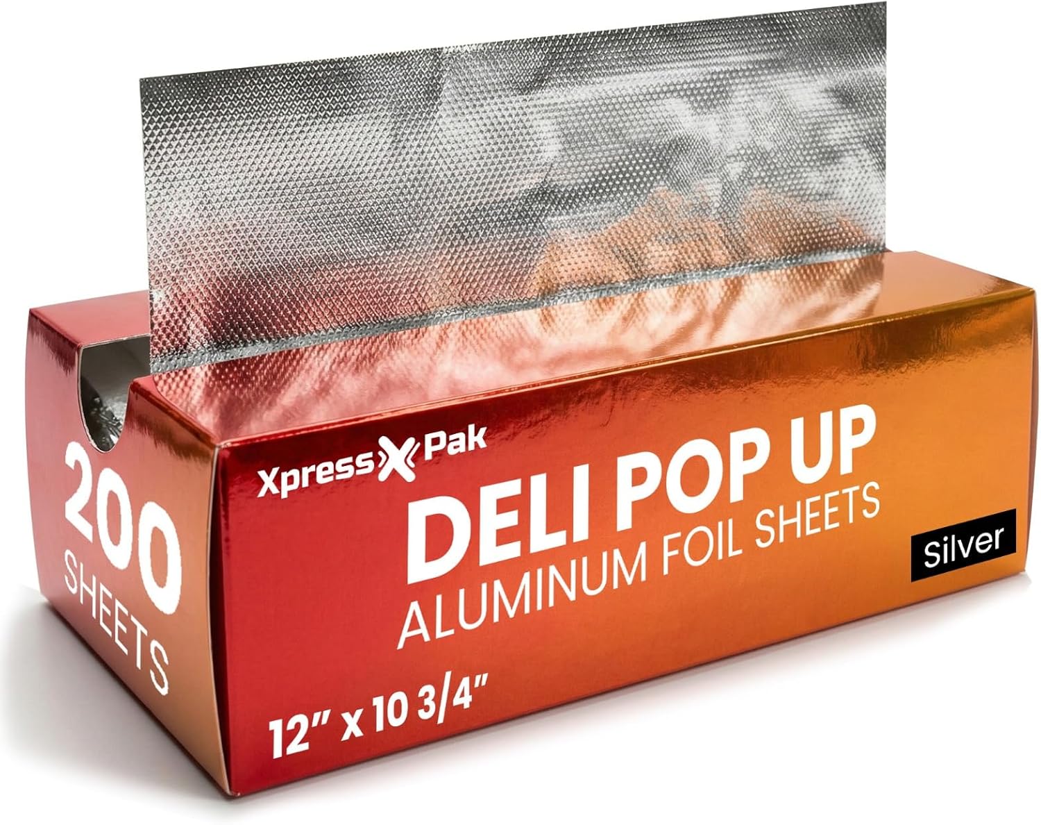 Aluminum Foil Sheets for Food - 200 Count Pre-Cut - 12” Pop Up Foil Sheets for Restaurant, Home, Sandwich or Hot Dog Tin Foil Disposable Sheets