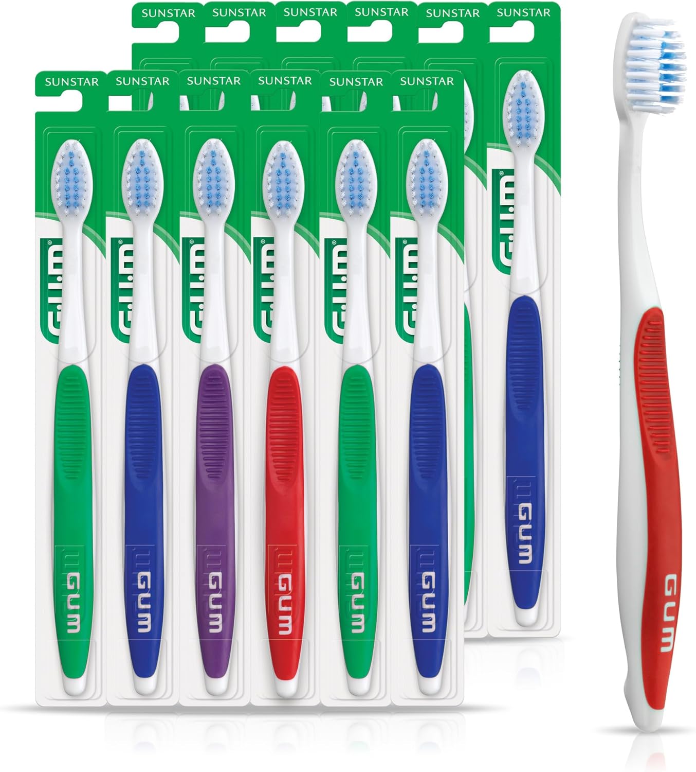 GUM Orthodontic Toothbrush, 124PD,“V” Trim Soft bristles, Professional Sample, 1 Count (Pack of 12)