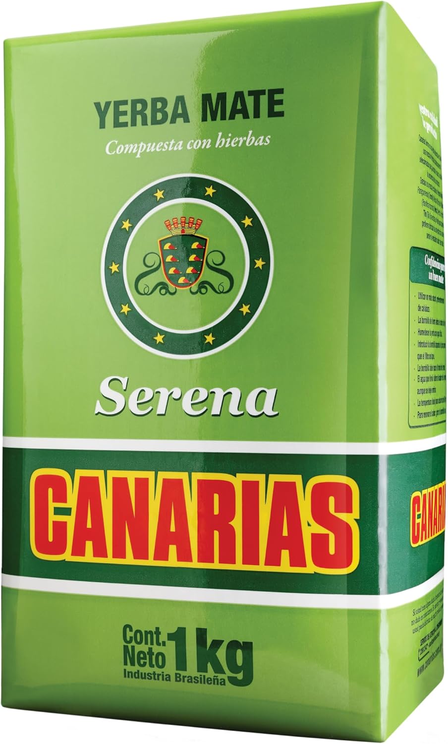 Canarias Serena Yerba Mate 2.2 lb (1 kg) - Herbal Yerba Mate Tea with Melissa, Passionflower & Mint - Ground Leaf Mate - Smooth & Balanced Flavor