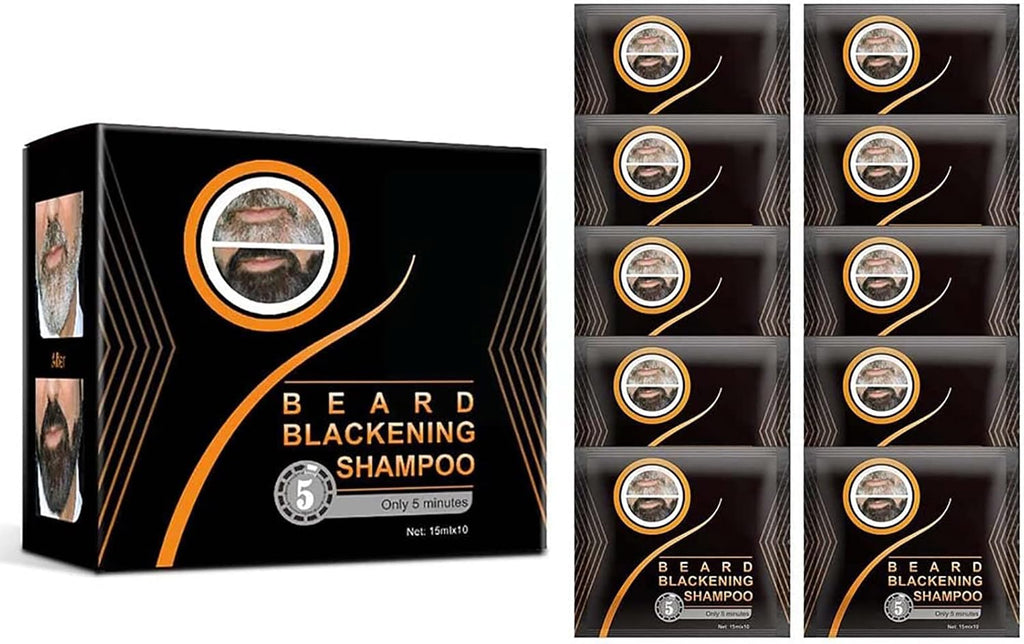 Natural Darkening Beard Blackening Color Shampoo, Beard Coloring for Men Dye Shampoo (1Box/10Pcs)