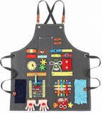 Fidget Apron for Elderly Fidget Blanket for Dementia Alzheimer's Therapy Activity Apron Anxiety Relief supplies(Grey)