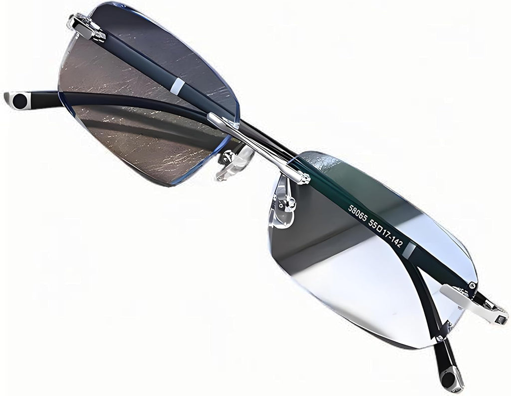 New Sapphire High Hardness Anti-Blue Dual-Use Reading Glasses, Fashion Frameless Men's Computer Reading Glasses