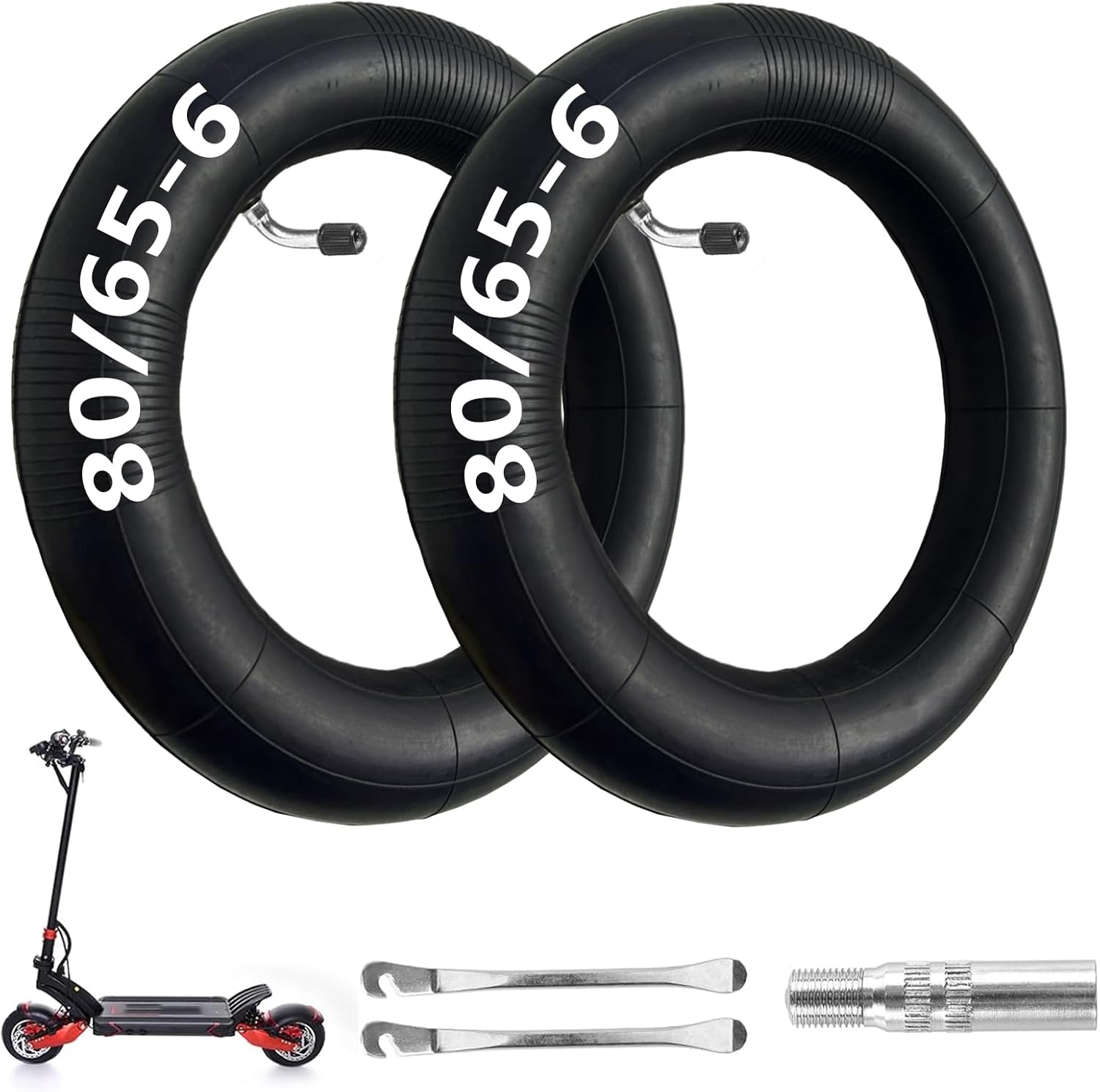 80/65-6 Scooter Inner Tube, 255x80 10x2.5 Inner Tube, 10 inch Tire, for Nanrobot D4/D5/D6+/Apollo Pro/Kugoo Kirim M4 Pro/Varla Eagle One/Kaabo Wolf Warrior/Mantis 10 Electric Scooter (2 Pack)