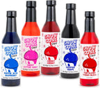 Concession Express® Snow Cone Syrup Fun Flavors Pack (5 Flavors, 12.7 oz Each) – Blue Raspberry, Cherry, Cotton Candy, Grape & Tiger’s Blood – Snow Cone & Shaved Ice Syrups perfect for Home, Concessions, & Parties