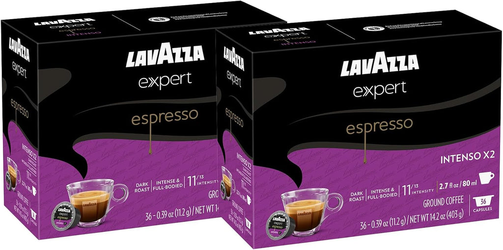 Lavazza Expert Espresso Intenso Double Shot Capsules, Dark Roast, Arabica and Robusta Blend, Compatible with Lavazza Classy Machines (72 Capsules)