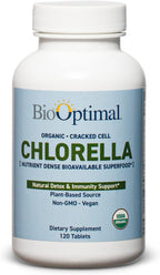 BioOptimal Organic Chlorella Tablets - Organic, Non-GMO, No Additives or Fillers - 500mg Premium Quality Dietary Supplement with Vitamins, Minerals, & Antioxidants (120 Tablets)