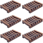 6 Pieces Wooden Soap Dish, Self Draining Soap Dish Holder Natural Drain Soap Saver, Soap Tray for Shower Used for Bathroom, Kitchen