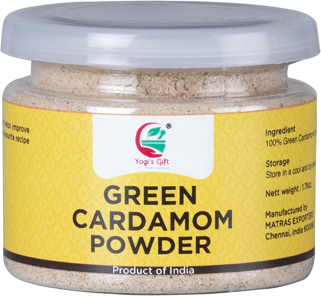 Ground Cardamom 1.76 oz (50g) | Fresh, Aromatic and Flavourful | Cardamom ground from fresh cardamom seeds | aka Elaichi, Cardamon | by Yogi's Gift ®