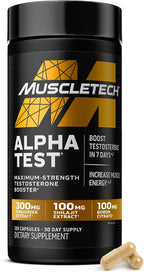 MuscleTech Testosterone Booster for Men, AlphaTest - T-Boost Mens Supplement with Tribulus Terrestris & Boron - Daily Male Gym Workout Supplements for Muscle Growth, Stamina & Energy - 120 Pills