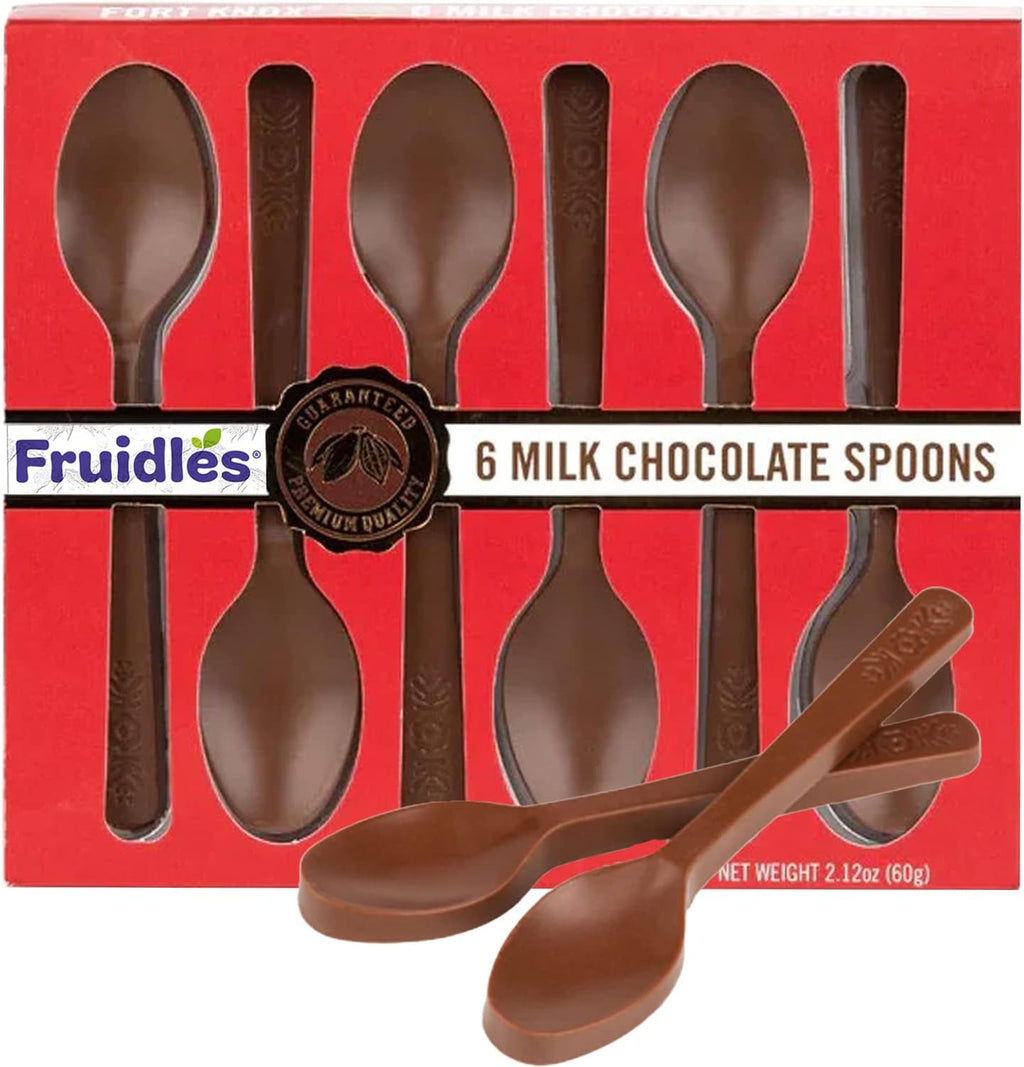 Fruidles Milk Spoons, Candy Hot Stirring, Gourmet Milk Cocoa Stirrers, Non-GMO, Dairy, 2.12 Oz (6 Spoons per Box) (Single-Pack)