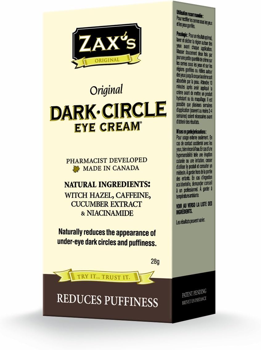 ZAX'S ORIGINAL - Under Eye Cream for Dark Circles and Puffiness, Moisturizing Eye Cream with Witch Hazel, Caffeine, Niacinamide, and Cucumber Extract, Anti Aging Eye Cream, Puffy Eyes Treatment, 28g