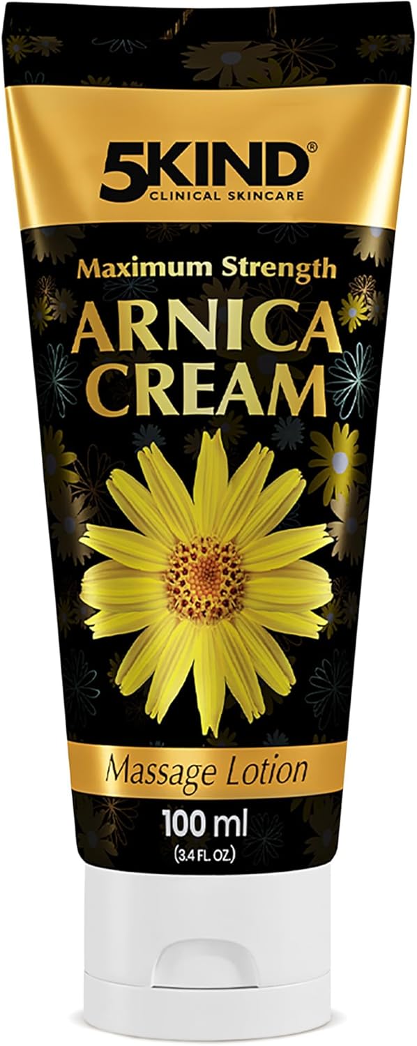 5kind Extra Strong Arnica Cream for Bruising and Swelling 3.4 Fl Oz - Arnica Bruise Cream Extra Strength Fast Healing Thin Skin - High Concentration Arnica Montana Extract for Bruises -Natural Formula