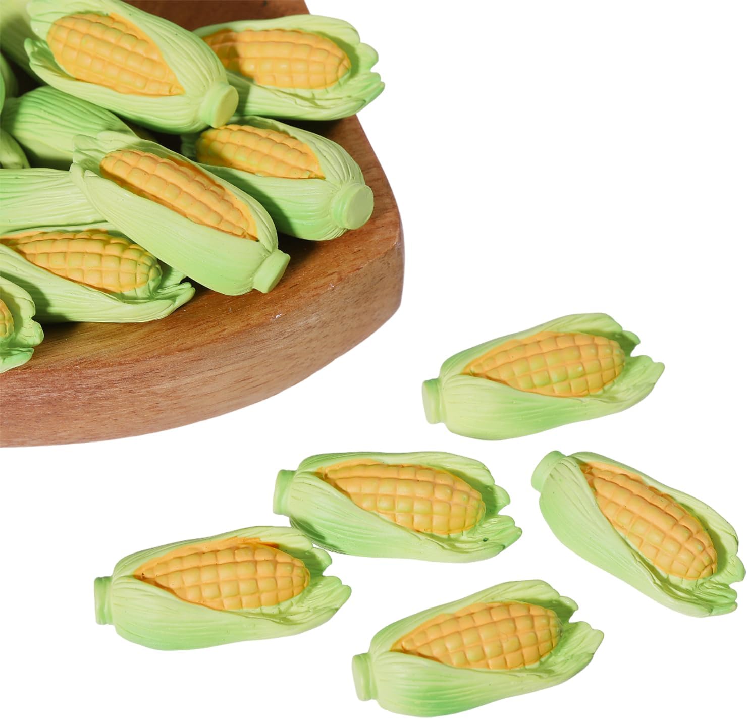 CHGCRAFT 24Pcs Miniature Corn Resin Miniature Vegetable Yellow Mini Corn for Home Kitchen Photography Party Decoration