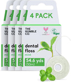 The Humble Co Mint Dental Floss, 4 Pack - Vegan Expanding Dental Floss for Adult & Kids - Non-Toxic, Thick Expandable Floss for Gum Health - Oral Care & Hygiene - 220 Yards