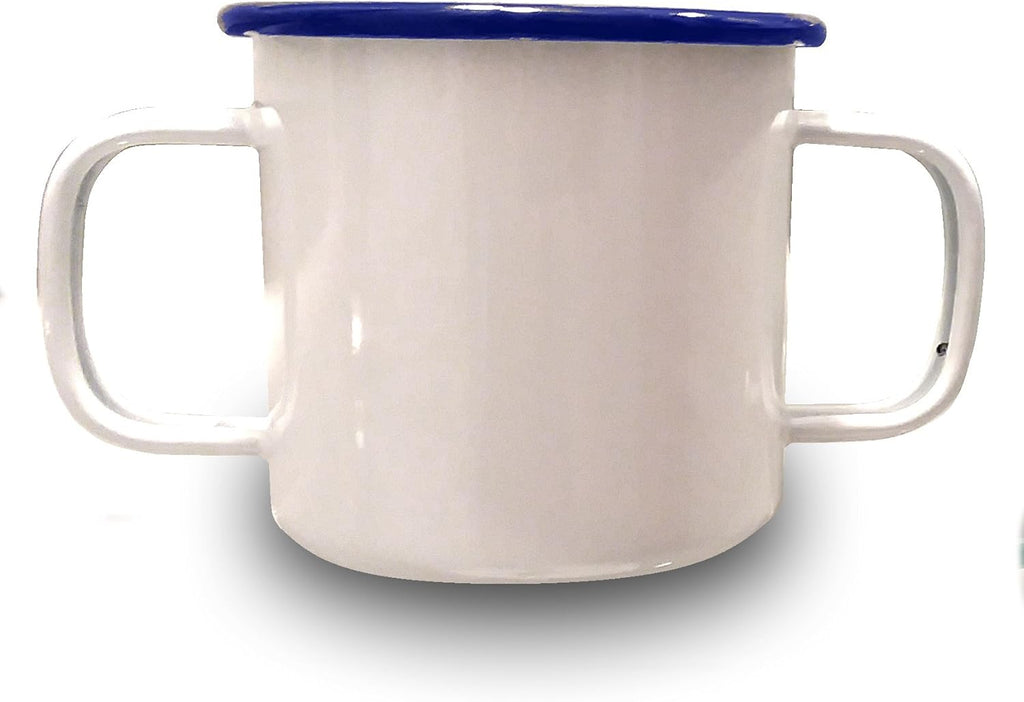 Two-Handled Steel 16 Ounce Cup for Easy Drinking with Essential Tremors and Arthritis