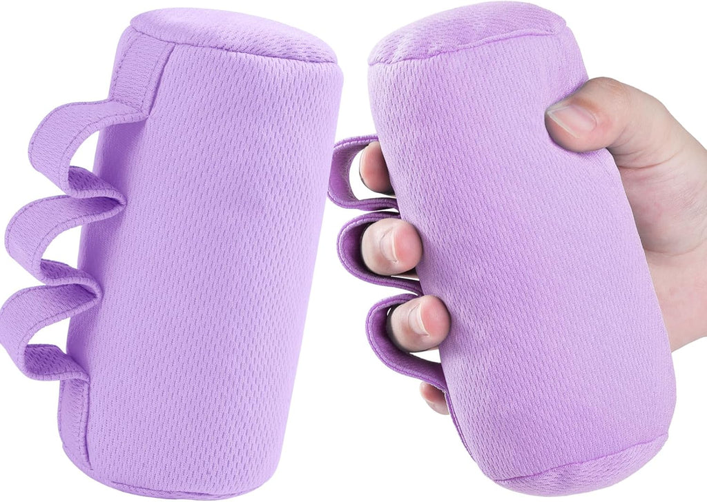 Palm Grips, Hand Contracture Cushions, Finger Grips, Finger Splitter, Palm Protector for Hand Contracture, Grip Strengthener Pad for Elderly, Stress Relief, Sweat Resistant, Washable, Purple, 2 Pcs