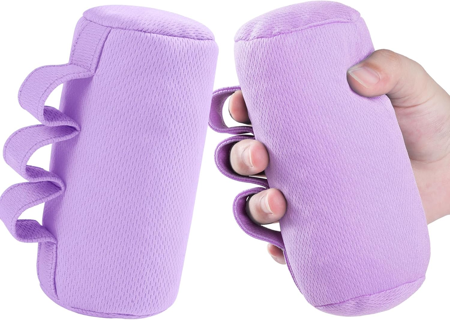 Palm Grips, Hand Contracture Cushions, Finger Grips, Finger Splitter, Palm Protector for Hand Contracture, Grip Strengthener Pad for Elderly, Stress Relief, Sweat Resistant, Washable, Purple, 2 Pcs
