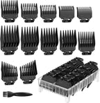 Clipper Guards Set with Organizer, Professional Hair Cutting Guides Replacement Compatible with Most Wahl Clippers - 1/16" to 1", 14 Piece Black