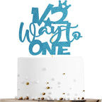 Sotpot 1 Pack Half Way To One Cake Topper Blue Glitter 1/2 Half Birthday Cake Decoration for Baby Half Year Old Birthday Party Gender Reveal Party Supplies