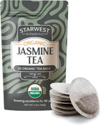 Starwest Botanicals Organic Jasmine Tea - Caffeinated Herbal Blend, Green Tea Scented with Natural Jasmine Flowers, Fragrant & Uplifting, Enjoy Hot or Iced, USDA Organic, Non GMO - 20 Bags
