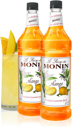 Monin - Mango Syrup, Tropical and Sweet, Great for Cocktails, Sodas, and Lemonades, Gluten-Free, Non-GMO (1 Liter, 2-Pack)
