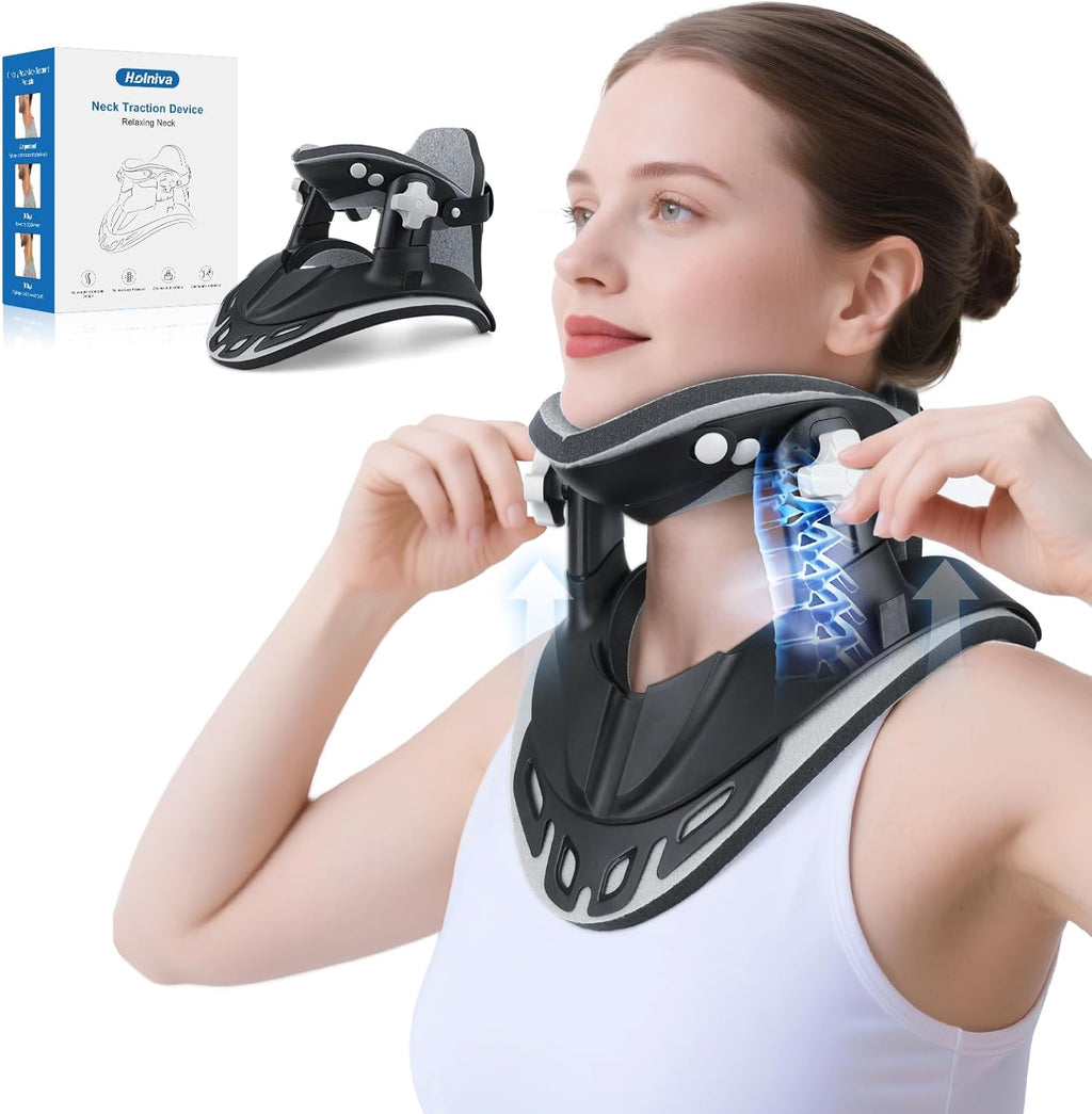 Neck Stretcher Cervical Traction, Adjustable Cervical Neck Traction Device, Neck Braces for Neck Pain and Support, Ergonomic Design for Home, Office & Travel Use - FSA Eligible/HSA Eligible