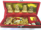 Zinc Dhan Laxmi Kuber Bhandari Yantra Set (20 cm x 8 cm x 4 cm, Golden, Pack of 14 Items) for Pooja