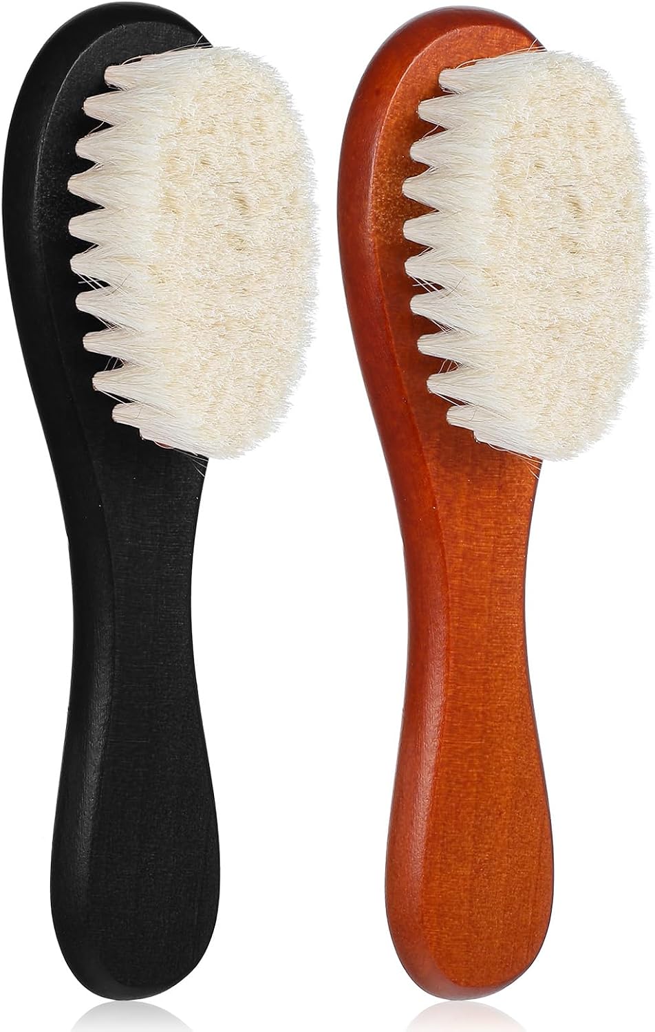 2 Pcs Barber Fade Brushes, Portable Travel Hair Brush with Soft Fiber Bristle and Durable ABS Handle, Beard Styling Brush, Neck Duster for Men's Grooming, Cleaning