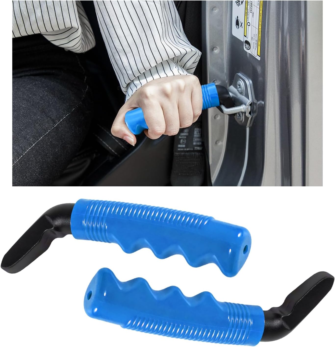 Augeny Car Door Handle for Elderly, Portable Vehicle Assist Support Handle, Automotive Door Assist Bar Helps Get Out, Universal Assistive Device for Seniors, Handicapped (Blue, 2PCS)