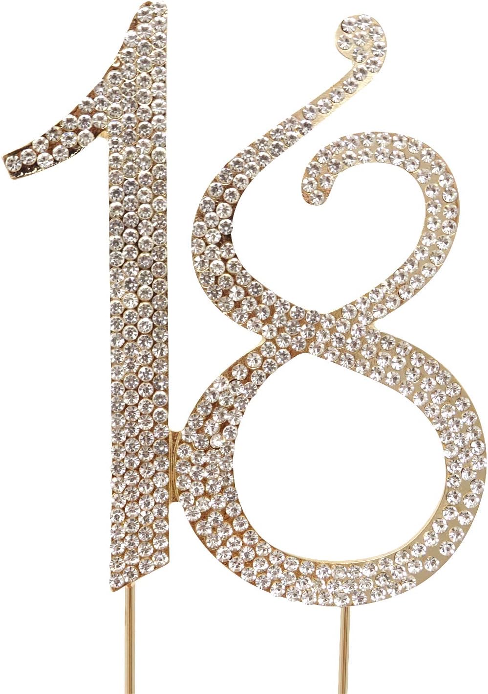 Honbay 18 Cake Topper Premium Sparkly Crystal Rhinestones Cake Topper Cake Decoration for 18th Birthday Party (18 Gold)