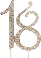 Honbay 18 Cake Topper Premium Sparkly Crystal Rhinestones Cake Topper Cake Decoration for 18th Birthday Party (18 Gold)