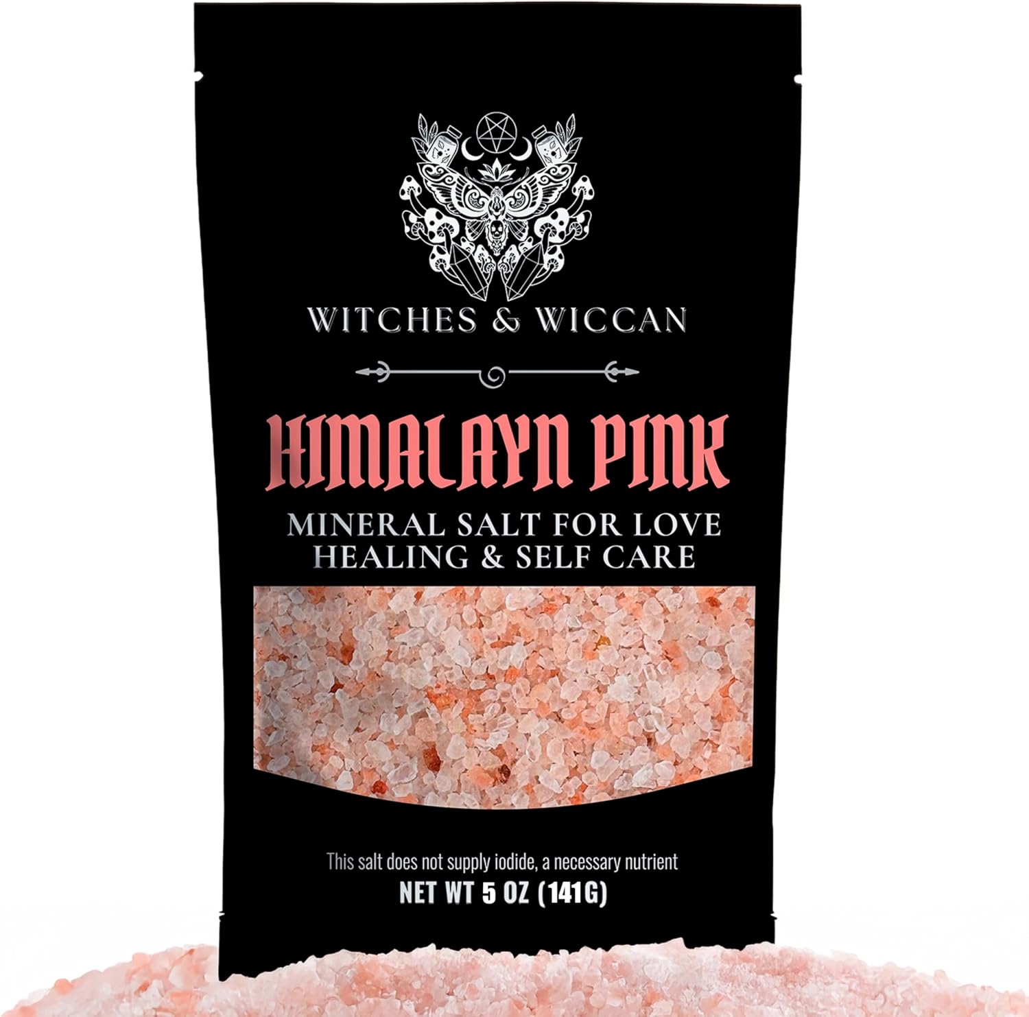 Pink Himalayan Salt for Love, Self-care, and Healing Rituals – Himalayan Pink Salt Ideal for Baths, Spells, and Circle Casting – 5 Oz Bag, Witches & Wiccan